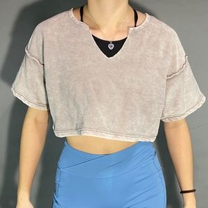Forever 21 Grey Oversized Crop Short Sleeve Size S